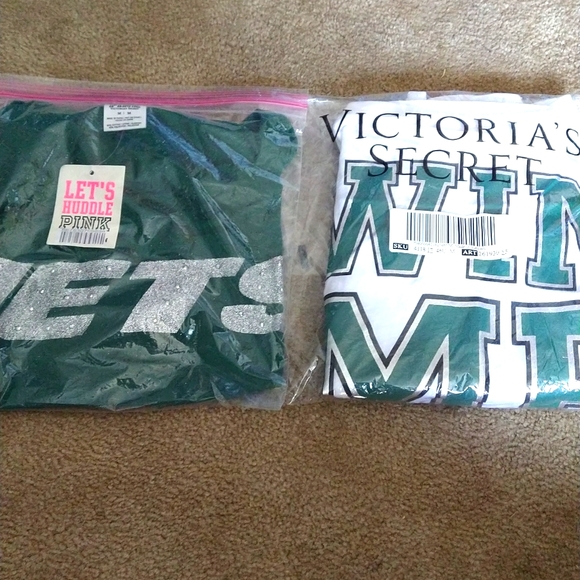 VS Victoria Secret PINK Off The Shoulder LIMITED EDITION NFL Bling Tee M L Top - Picture 3 of 16